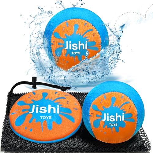 Jishi Water Skipping Ball Set, Pool Toys for Beach Ocean River Lake Outdoor Travel Swim Play, Outside Water Bounce Sports Games & Activities for Kids Teens Adults and Family, Fun Summer Gifts for Boys