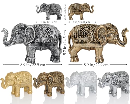 BOIHEGU Small Elephant Statue Home Decor, 4 inch Resin Antique Golden Retro Accent Elephant Figurine, Good Lucky Elephant Thoughtful Housewarming Gifts for Women Men Office Desk Decor