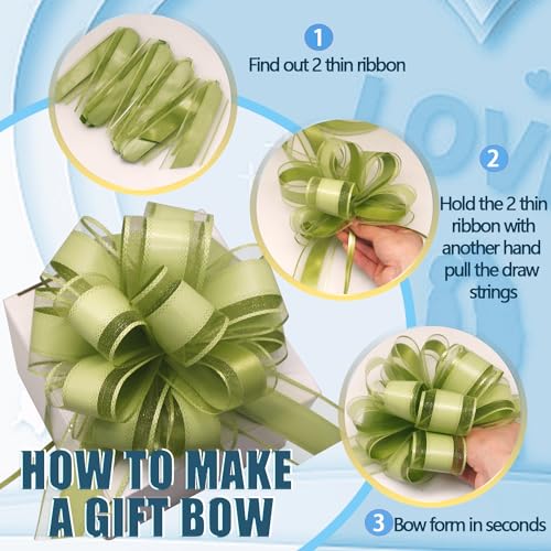 FQTANJU 5 PCS 6 inches Large Pull Bows, Bow for Gift Wrapping, Ribbon Bows for Wedding Christmas Birthday Party Gift Baskets Wrapping Boxes or Valentine's Day floral Gift Decoration (Silver)