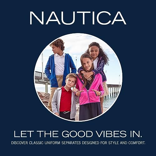 Nautica boys School Uniform Long Sleeve Performance Oxford Button-down Button Down Shirt, Navy, 8 US