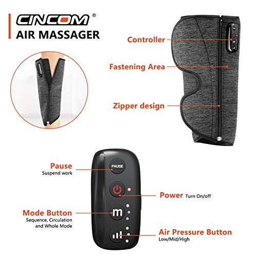 CINCOM Cordless Calf Massager for Circulation, Leg Compression Massager for Calf, Rechargeable Leg Massager with 3 Intensities 3 Modes for Pain Relief, Gifts for Women Men(Pair)