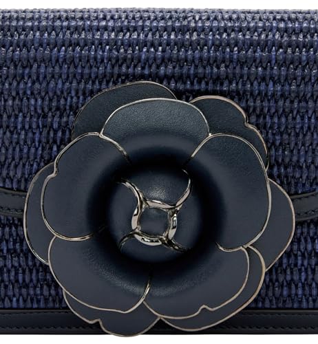 Oscar de la Renta, Raffia Woven TRO Bag, Navy