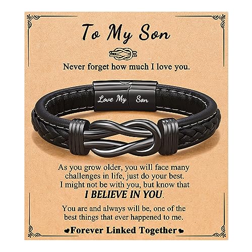 ORISPRE Fathers' Day Gifts from Girlfriend for Boyfriend Husband Him Men Birthday Gift Ideas Anniversary Mens Leather Bracelet Unique Gifts Who Have Everything Want Nothing