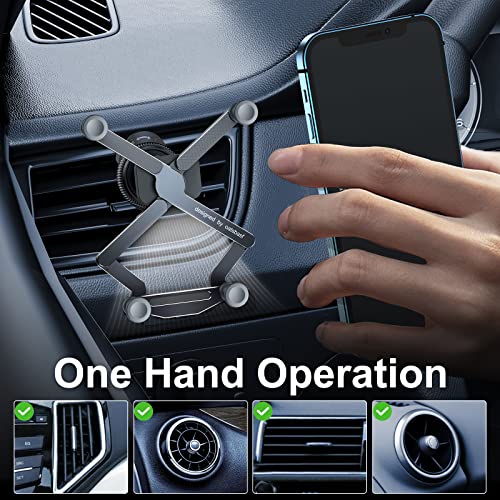 xuenair Car Phone Holder Vent, [Easiest Operation] Gravity Automatic Phone Holder for Car, [Aluminum & Compact] Vent Phone Mount for Car, Android Car Phone Holder iPhone 15 Pro Max-Black