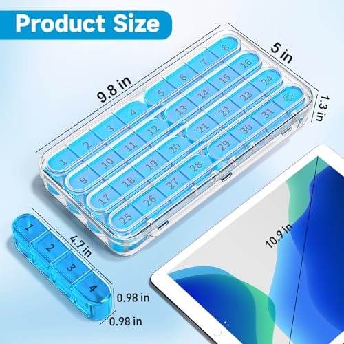 Zoksi Monthly Pill Organizer 1 Times a Day, 30 Day Pill Box Organizer,One Month Pill Case for Travel, 31 Day Daily Medcine Container for Vitamins, Supplement & Medication(Black)