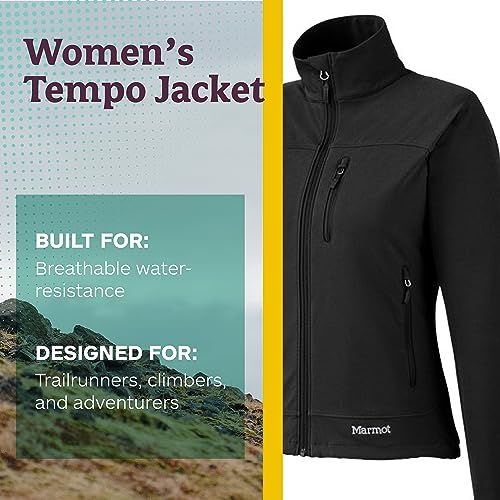 MARMOT Women's Tempo Jacket | Women's Soft Shell Jacket for Mild Summer and Fall Weather Hiking and Backpacking, Black, X-Small