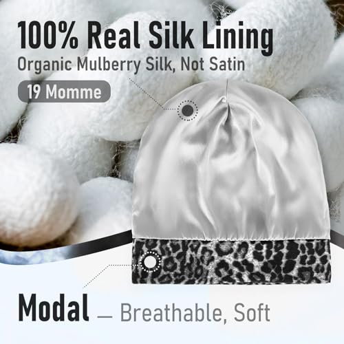 SOLZEK Mulberry Silk Bonnet for Sleeping Hair Wrap Men Women Curly Adjustable Night Cap for Natural Hair Anti Frizz Stay on 1Pcs (Black)