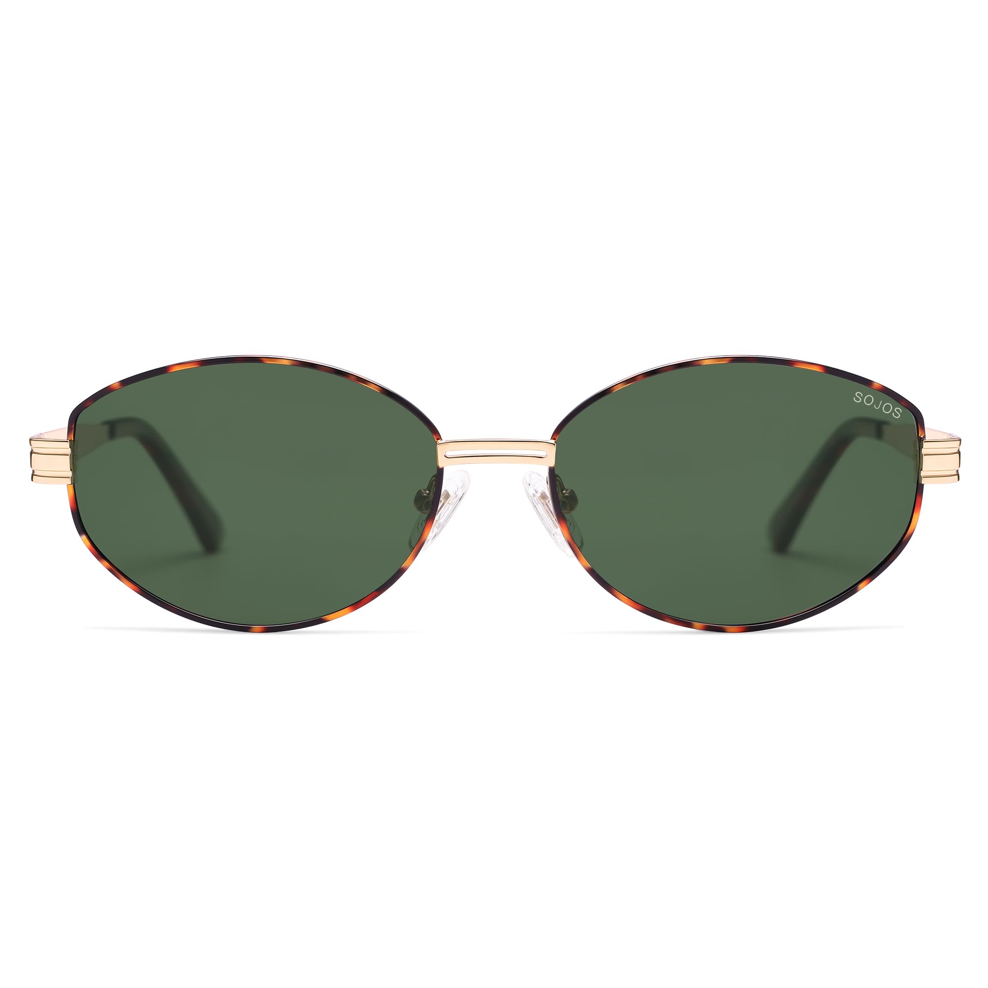 SOJOS Trendy Oval Polarized Sunglasses for Women Men, Retro Fashion Round Shades SJ1255, Tortoise/Green