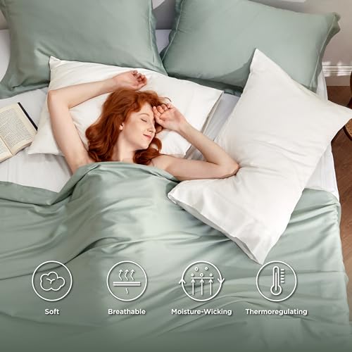 Bedsure Cooling Pillow Cases 2 Pack, Silky Pillowcases for Hair and Skin, Ultra Soft and Breathable Lyocell Cotton Pillowcases with Envelope Closure, White, 20x30 Inches
