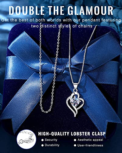 Gift Necklace for Daughter from Mom Dad, Graduation Necklace for Daughter, Best Unique Jewelry Birthday Presents 1 Carat Moissanite Diamond Handmade Silver Necklace with 2 Silver Chain for Adult Girls