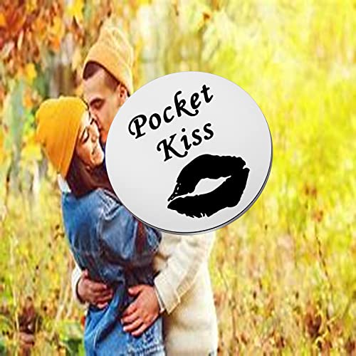 LQRI Pocket Kiss Token Naughty Gifts for Him Funny Token for Boyfriend Naughty Gifts for Husband Valentine's Day Anniversary Keepsake Gifts (silver)