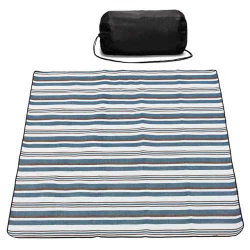 NKTDWO Outdoor Picnic Blanket with Bag, 60'' x 80'' Comfortable Picnic Mat for Should Strap, Foldable Outdoor Blanket for Park Beach Travel Camping Yard Outdoor Concerts (Stripe)