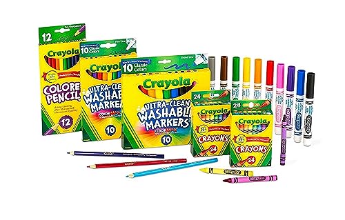 Crayola Art Supplies Set (80ct), Crayons, Markers & Colored Pencils, Coloring Supplies for Classrooms & Teachers, Gift for Kids [Amazon Exclusive]