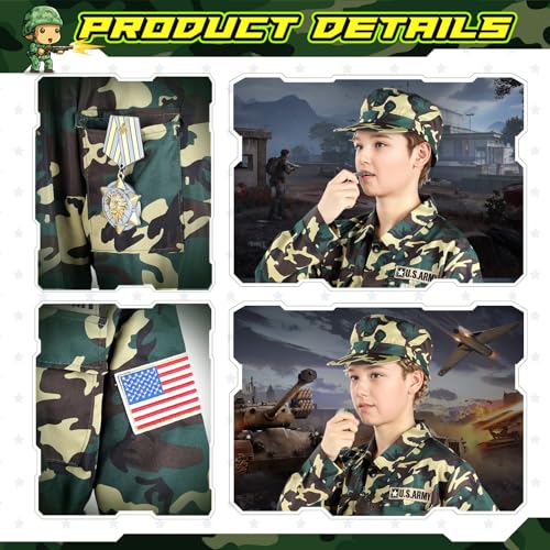 GIFTINBOX Kids Army Costume For Boys Military Soldier Costume with Army Toys,Dress Up Boys Costume Halloween Costumes for Kids Boys 3-4…