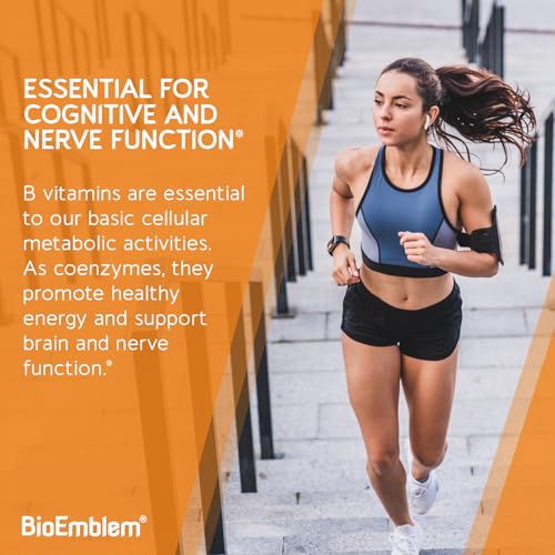 BioEmblem Vitamin B-Complex - All 8 Active Forms with Methyl Folate, Methyl B12, B6, Biotin Plus Choline Inositol, Supports Energy, Metabolism, Brain, Heart Health - B Vitamin Supplement 90 Capsules