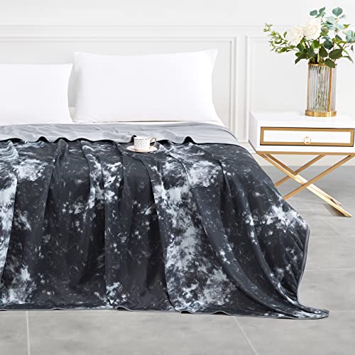 Elegear Cooling Blanket Tie Dye (Queen Size 79"x86"), Q-Max>0.5 Japanese Arc-Chill Cooling Fiber, Both Sides[Cooling/Cotton] for All-Season, Soft Breathable Blankets Keep Adults/Child/Baby Cool - Gray