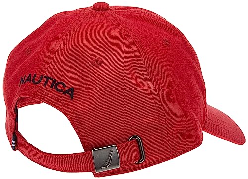 Nautica Men's Twill 6-Panel Cap,Deck Red,One Size