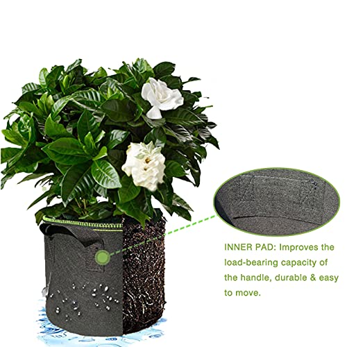 Smirdx 6 Pack Brown Plant Grow Bags with Handles, 1 Gallon Heavy Fabric Raised Garden Bed Pot for Vegetable, Non-Woven Durable Breathe Planting Container for Potato, Carrots, Onions, Flower