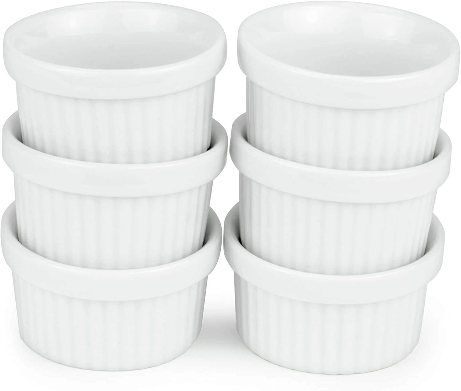 Kÿchen Mini Ramekins 1 oz. 30 ml|Microwave & Oven Safe, Porcelain Souffle Dish, Dipping Sauce, & Small Dessert Cups| 6 Count