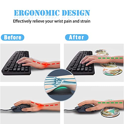 DSRGRGFDJ Keyboard Wrist Rest+Mouse Wrist Pad+Desk Pad Set,Memory Foam Ergonomic Easy Typing Pain Relief for Computer Laptop Office Home - Flowers and Butterflies