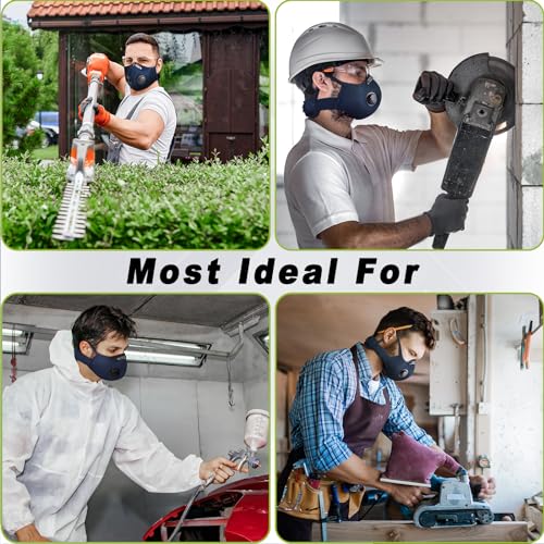 BASE CAMP Upgrade M Plus Dust Mask, Dust Face Mask with 6 Activated Carbon Filters, Safety Work Masks for Woodworking Construction Sanding Yard Lawn Paint Sanding