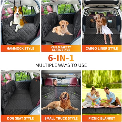 Dog Car Seat Cover for Back Seat,Back Seat Extender for Dogs with Large Space,Car Seat Protector Supports 330 lbs,Hard Bottom Car Seat Cover for Dogs with Waterproof.Back Seat Cover for SUV,Car&Truck