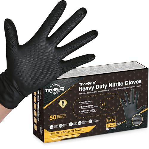 TitanFlex Nitrile Gloves, Black, Small, 100 Count, Protective
