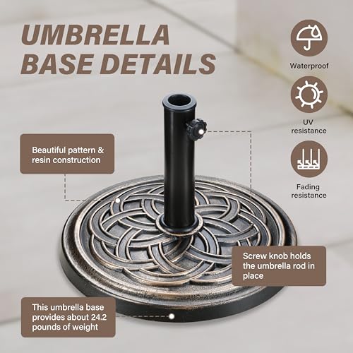 HealSmart 2 Pack Outdoor Patio Umbrella Base Stand 50lbs Heavy Duty Water Filled Holder for Lawn & Garden, Round, 2P-50lbs, 2P-Black