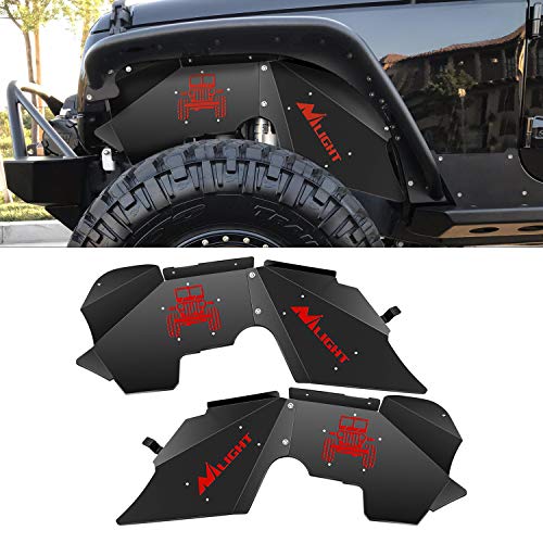 Nilight Front Inner Fender LinersWheel Cover Fit for 2007-2018 Wrangler JK JKU 4WD (4-Door/2-Door) Unlimited Bolt-on Style Fender Flares Splash Guards,2 Years Warranty