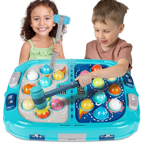 Whack Mole Game for Toddlers, 11x15 Inch Large Whacking Toy with Sound and Light, Interactive Pounding Toy for Kids, 9 Speeds for Beginners/The Skilled/Experts to Challenge, Toys for 3+ Year Old Boys