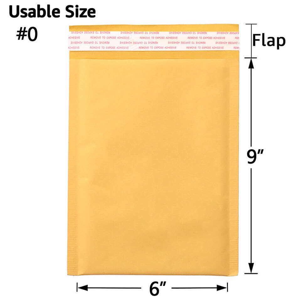 Kraft Bubble Mailers [10 Pack] 6 inch x 9 inch #0 Padded Shipping Envelopes Self Sealing Cushioned Packaging Bags