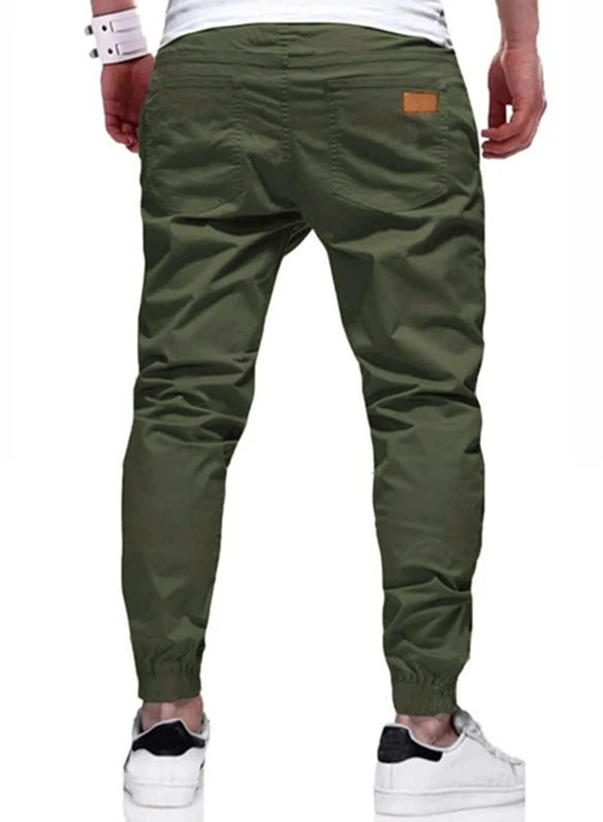 JMIERR Mens Casual Joggers Pants - Cotton Drawstring Chino Cargo Pants Hiking Outdoor Twill Track Jogging Sweatpants Pants with Pockets for Men, US 36(L), B Green