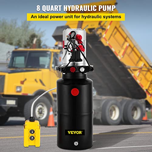 Mophorn 4 Quart Hydraulic Pump for Dump Trailer Hydraulic Power Unit 12V Hydraulic Pump Single Acting Dump Truck Hydraulic Pump(Plastic, 4 Quart/Single Acting)