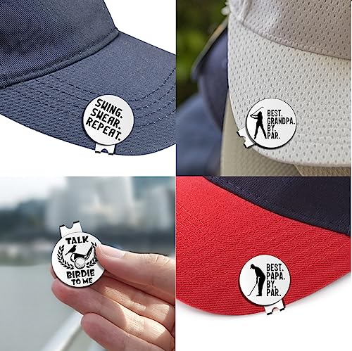 Pishovi Best Dad by Par Funny Golf Ball Markers, Magnetic Golf Ball Markers with Hat Clip, Divot Tools, Men Golf Accessories, Birthday Retirement Golf Gifts for Dad, Husband, Grandpa, Golf Lover