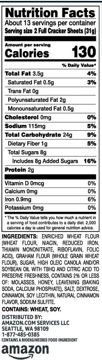 Amazon Brand - Happy Belly Honey Graham Crackers, 14.4 ounce (Pack of 1)