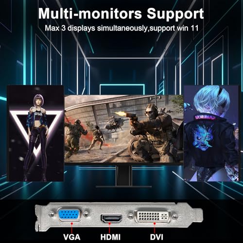 ZER-LON GT 730 Graphics Card, Computer Low Profile GPU, 4GB 128Bit GDDR3 PCIe x16, HDMI/VGA/DVI, DirectX 11, PhysX, OpenGL 3.1, Desktop Gaming Video Card, Support 2K (with Bracket)