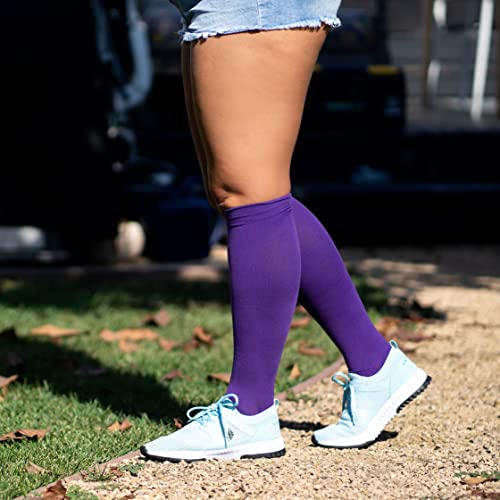 Wide Calf Compression Socks for Women & Men Plus Size Extra Large Size Support Socks for Nurses Running Pregnant Travel, 15-20 mmHg