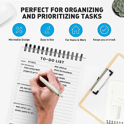 To Do List Notepad 6 Pack: Has Multiple Functional Sections - 5.2 x 8" 35 Sheets - Spiral Daily Planner Notebook - Task CheckList Organizer Agenda Pad for Work, Note and Todo Organization