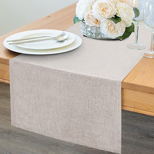 Hiasan Faux Linen Rectangle Tablecloth - Wrinkle and Stain Resistant Washable Table Cloth for Kitchen Dining Room Holiday Table Cover for Party Dinner, Beige, 70 x 140 Inch