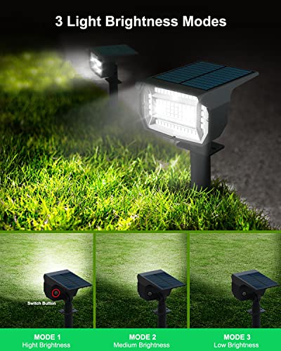 LOTMOS Solar Spot Lights Outdoor - [1 Pack/72 LED/3 Modes] 2-in-1 Solar Landscape Spotlights, Auto On/Off IP67 Waterproof Solar Powered Wall Lights for Front Door, Backyard, Garage, Deck(Cool White)