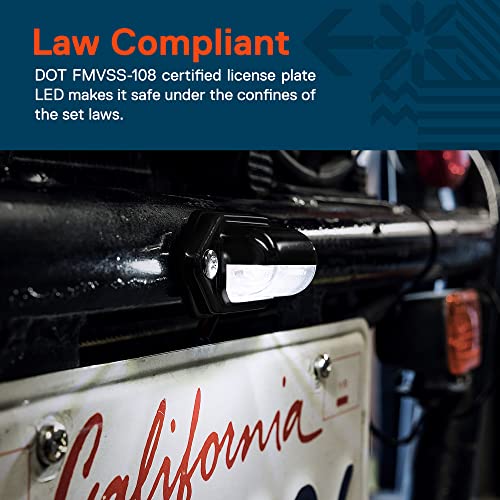 TRUE MODS 1pc Trailer LED License Plate Light [DOT FMVSS 108] [SAE L] [Black-Finish] [Surface Mount] [Waterproof] [12V DC] Courtesy Step License Plate Tag Lights for UTV ATV Trailer Truck RV Boat