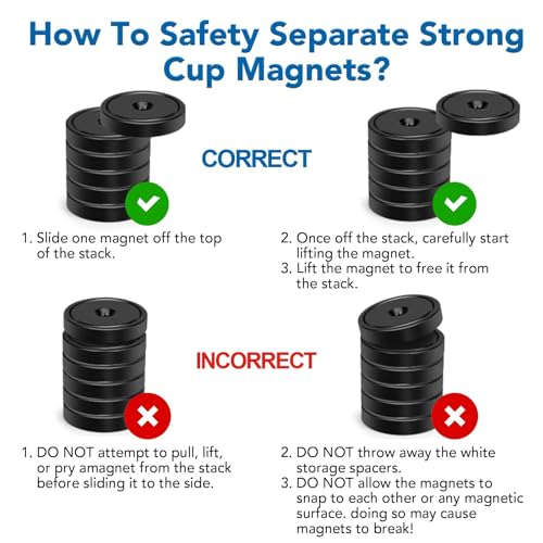 LOVIMAG Strong Magnets, 3 Different Size Neodymium Cup Magnets, 12Pcs Black Heavy Duty Magnets with Countersunk Hole and Screw for Wall Mounting, Holding Tools Lifting, Cruise, Fridge, Cabinet Magnets