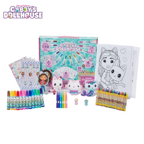 Innovative Designs Gabby's Dollhouse Coloring Art Set for Kids with Stickers and Stampers, 150+ Pieces