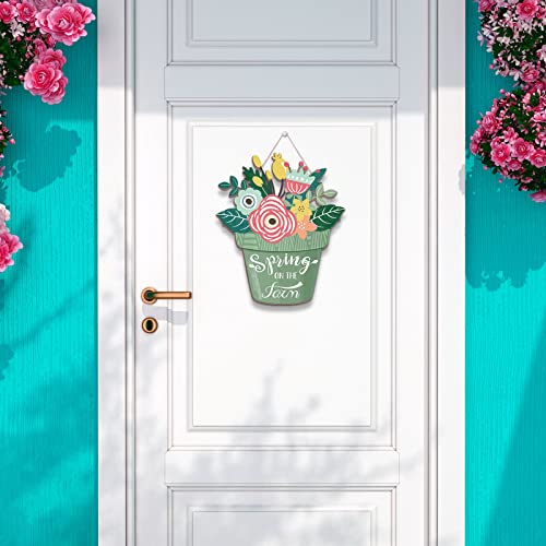 Yookeer Hello Spring Decorations for Home Spring Welcome Wreaths Sign for Front Door for Home Hanging Sign(Spring on the Farm Style)