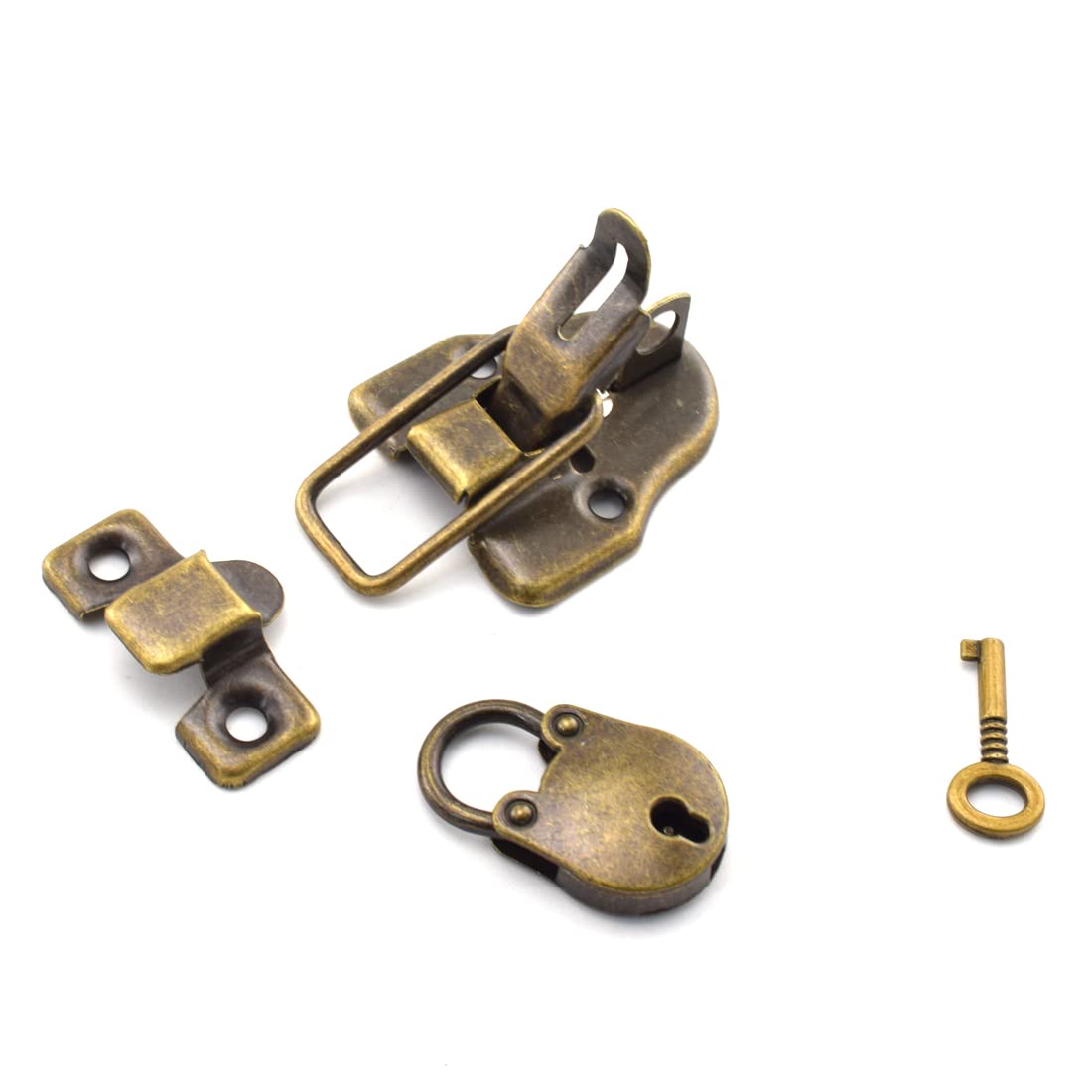 Aifeier ET Retro Bronze Duckbilled Toggle Hasp Latch and Padlock Kits for Tool Box, Jewelry Box, Wooden Box, Gift Box, etc