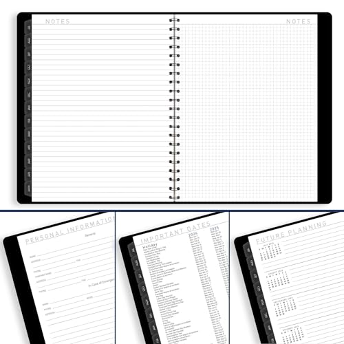 AT-A-GLANCE 2023-2024 Academic Planner, Weekly & Monthly, Half-Hourly Appointment Book, 8-1/4" x 11", Large, Monthly Tabs, Pocket, Flexible Cover, Contempo, Black (70957X05)