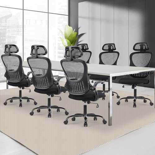 SMUG Office Desk Computer Chair, Ergonomic High Back Comfy Swivel Gaming Home Mesh Chairs with Wheels, Lumbar Support, Adjustable Headrest,Comfortable Pillow,Soft Arms,120°tilt for Bedroom,Study,Black