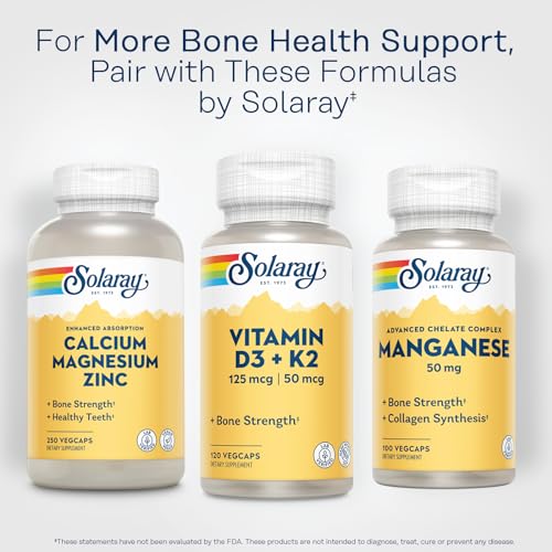 SOLARAY Vitamin D3 K2 - Bone Health and Immune Support Supplement - With 5000 IU Vitamin D as Vit D3 and 50 mcg Vitamin K2 as Menoquinone MK7, Made Without Soy, 60-Day Guarantee, 120 Serv, 120 VegCaps