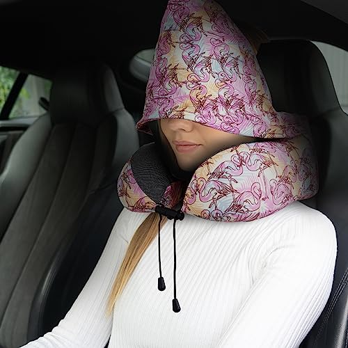 Cirorld Neck Pillow for Travel, Memory Foam Travel Pillow with Hood, Adult Airplane Pillow for Head Rest Neck Support, Portable Pillow for Office Cars Trains Long Flights Sleeping (Black)