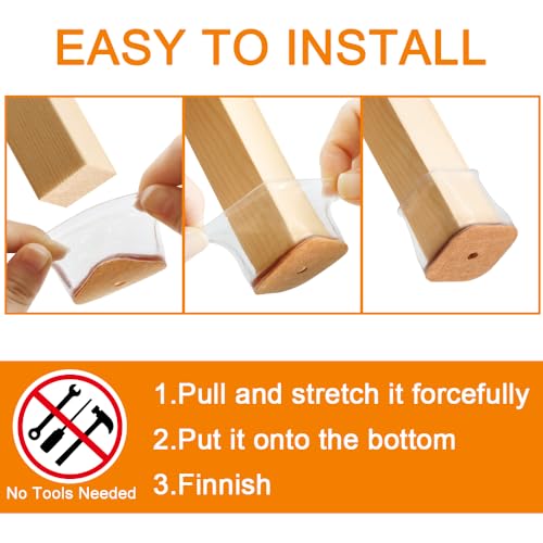 24 Pcs Chair Leg Floor Protectors for Hardwood Floors Silicone Covers to Protect Wood Tile Floors Scratches Felt Pads Furniture Leg Caps No Noise (Fit:0.5"-0.89")